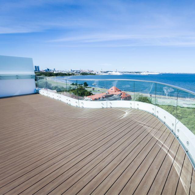 Escadaria Terraço impasse de vidro sem moldura Corrimão